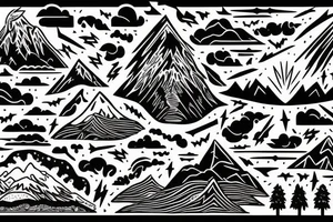 Dark mountain with a lightning bolt tattoo idea