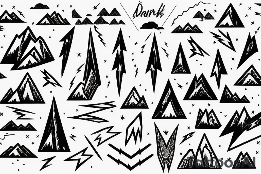 Dark mountain with a lightning bolt tattoo idea