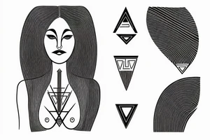 bold straight lines from female neck through chest to belly, simple, feminine, intensive, vivid, symmetric, symmetrical, geometric, proportional, perfect | explicit nudity :-1 tattoo idea