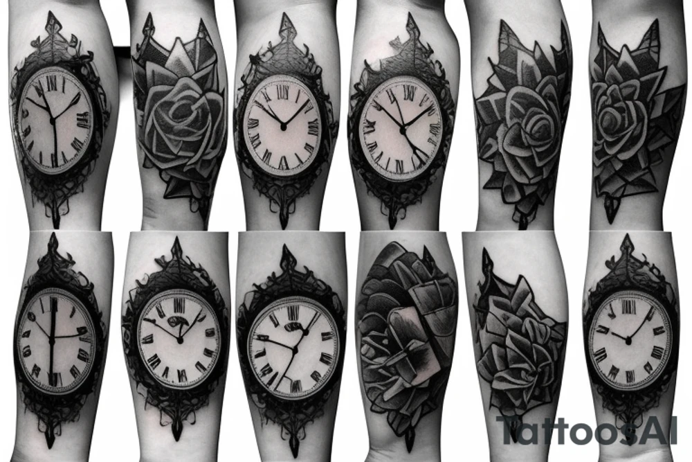 Dark sexy succube
 sleeve clock tattoo idea