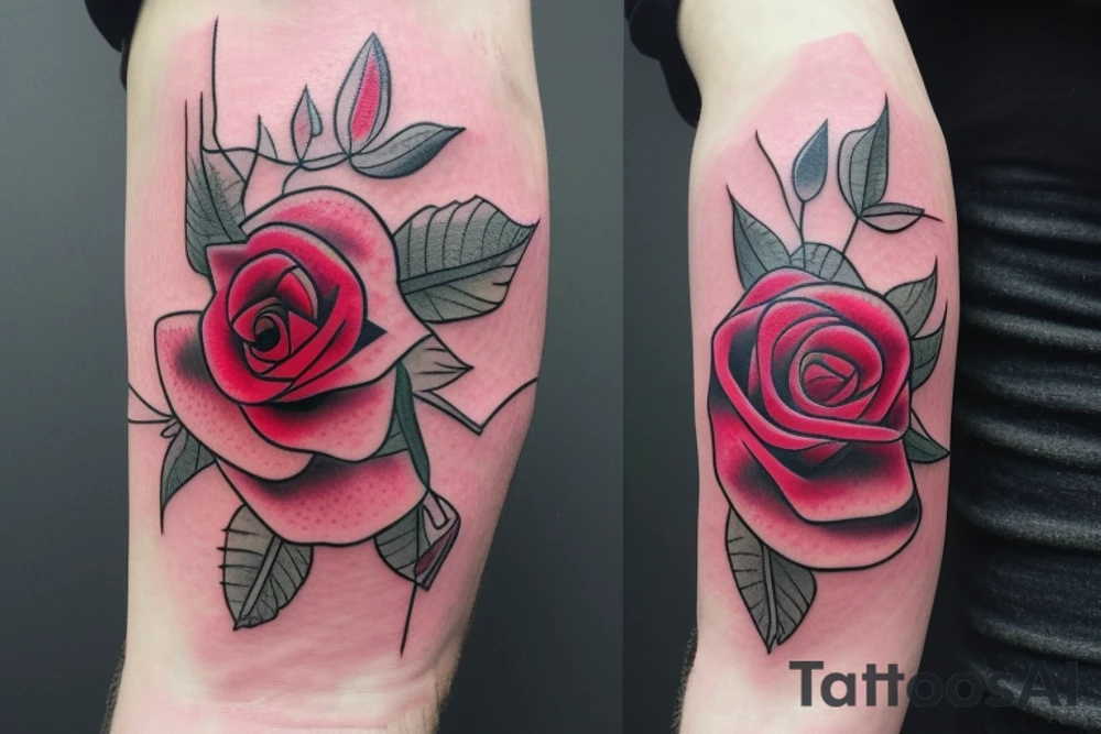 Rose and a firework in a prince crown tattoo idea