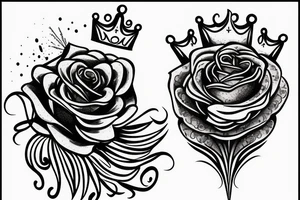Rose and a firework in a prince crown tattoo idea