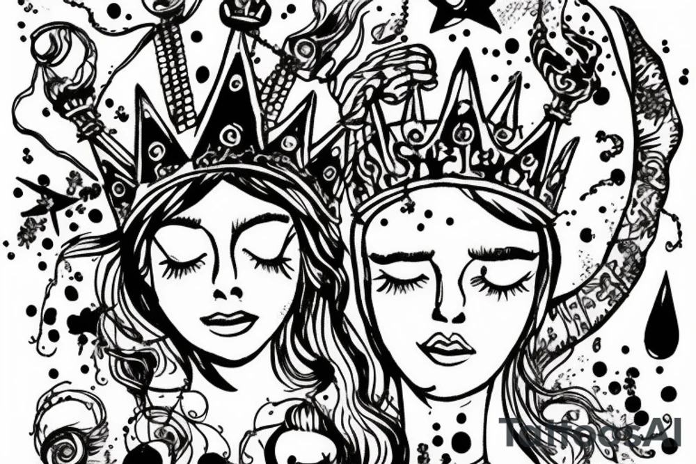 firework in a prince crown tattoo idea