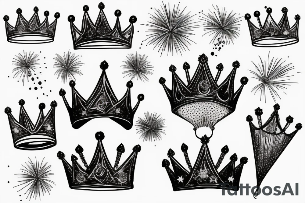 firework in a prince crown tattoo idea