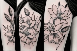 Lily flower with bow and arrow tattoo idea