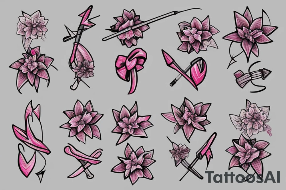 Lily flower with bow and arrow tattoo idea