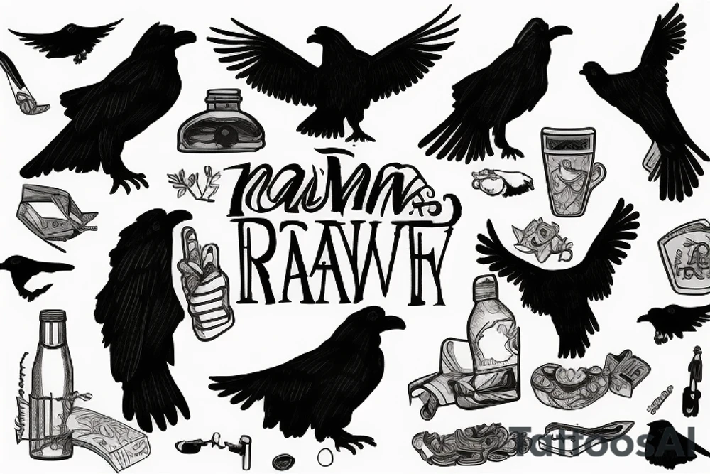 Man being fed by ravens tattoo idea