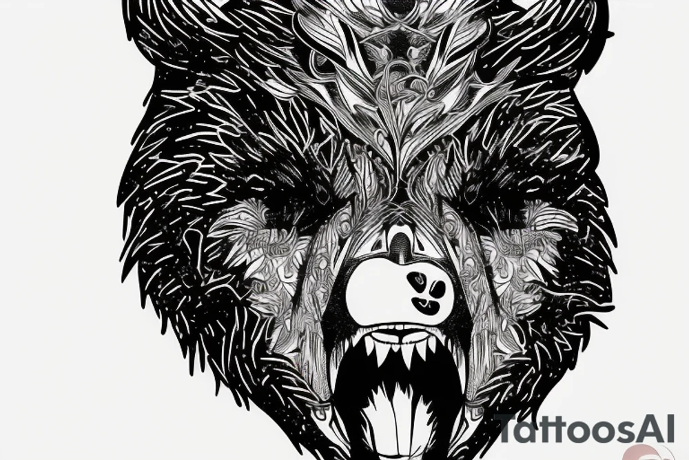 Angry bear face tattoo idea