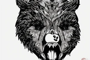 Angry bear face tattoo idea