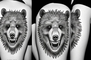 Angry bear face tattoo idea