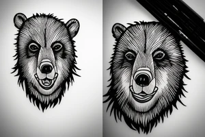 Angry bear face tattoo idea