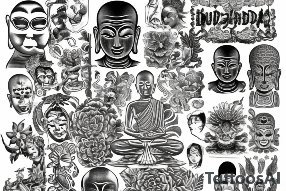 Buddist Mexican hawaii tattoo idea