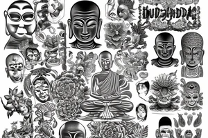 Buddist Mexican hawaii tattoo idea