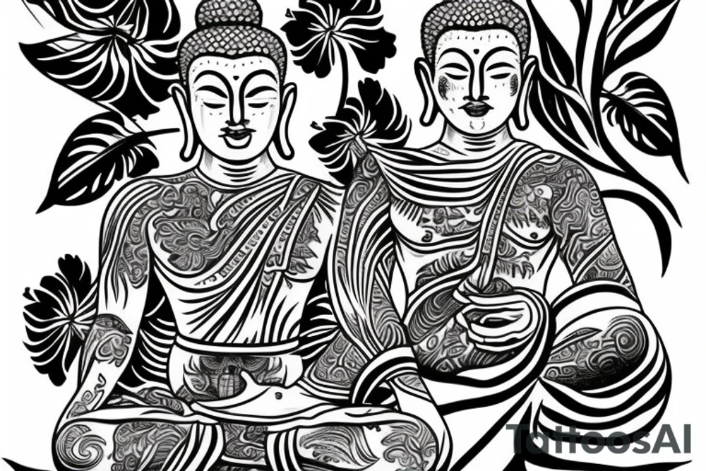 Buddist Mexican hawaii tattoo idea