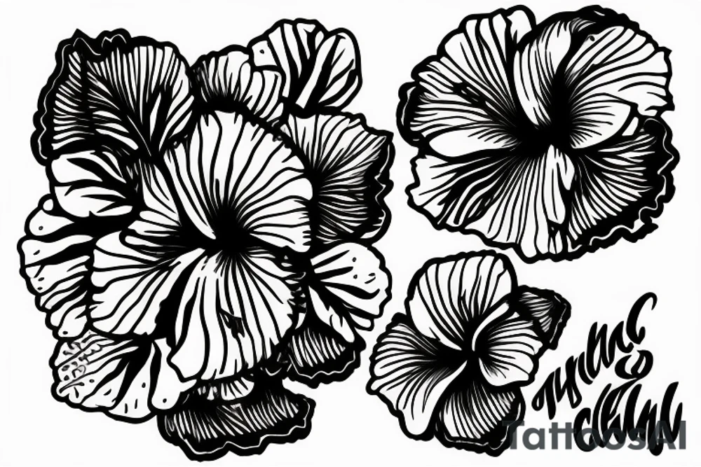 hibiscus flower with some leaves and lord kali tattoo idea