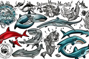 Shark and merman fighting tattoo idea