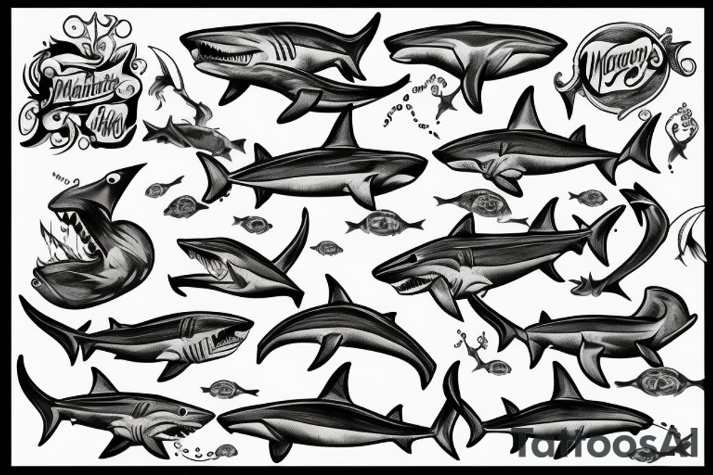 Shark and merman fighting tattoo idea