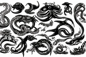 Wreck in the ocean and a kraken tattoo idea