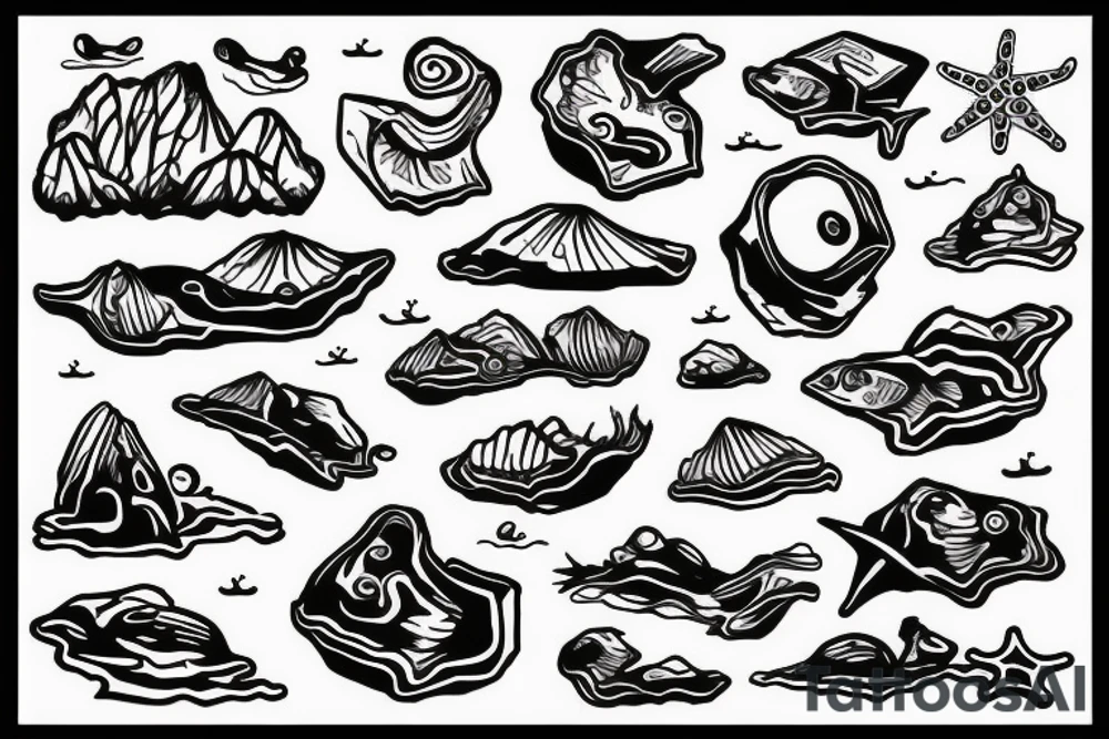 rocks emerging from the sea tattoo idea