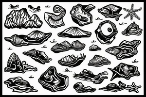 rocks emerging from the sea tattoo idea