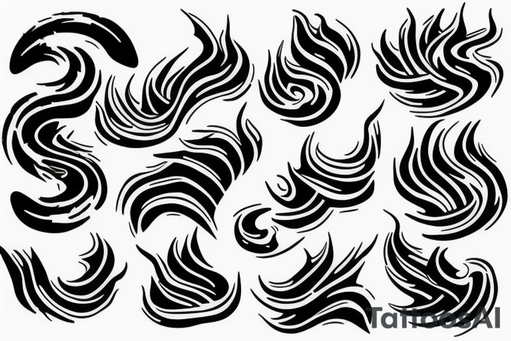 A wave a fire separated by barbed wire tattoo idea