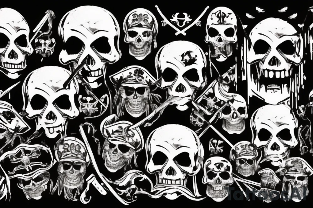 a pirate skull with the words "raise the flags" around it tattoo idea