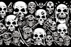 a pirate skull with the words "raise the flags" around it tattoo idea