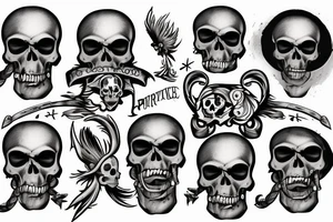a pirate skull with the words "raise the flags" around it tattoo idea