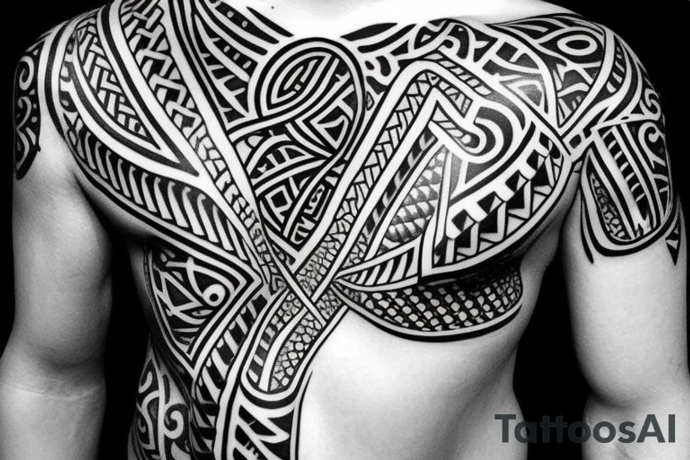 tattoo design which would include motives like complex shark teeth, spearhead pattern, enata pattern and a lizard fitting right in the middle of it. The color would be only black with some red points in patterns tattoo idea