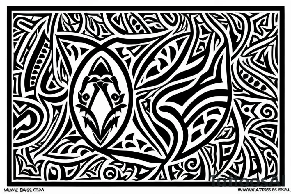 tattoo design which would include motives like complex shark teeth, spearhead pattern, enata pattern and a lizard fitting right in the middle of it. The color would be only black with some red points in patterns tattoo idea