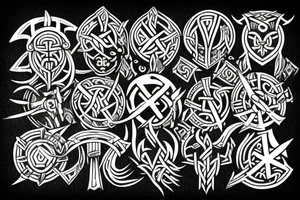 Viking tribal, viking runes, Huginn, Muninn, wolves, Viking berserker, Shieldmaiden tattoo idea