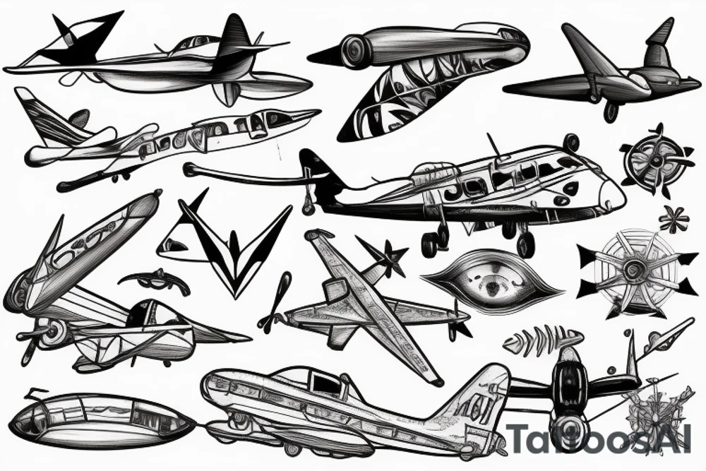 Aviation and nautical design, taking flight while staying anchored tattoo idea