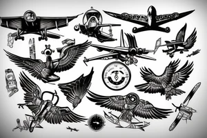 taking flight while staying anchored, aviation tattoo idea