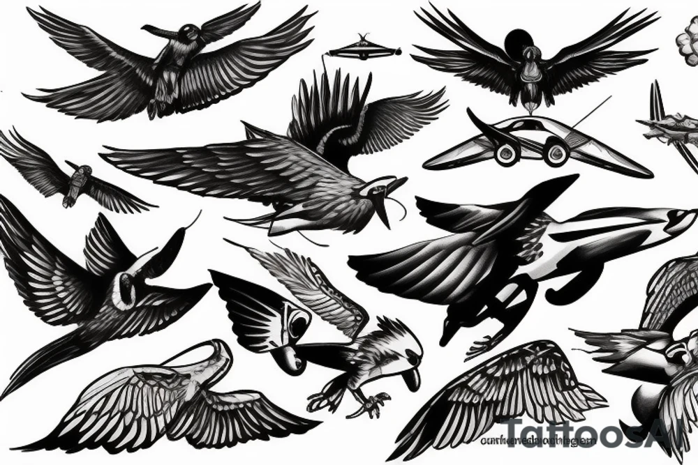 taking flight while staying anchored, aviation tattoo idea