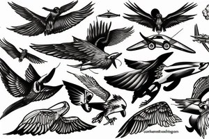 taking flight while staying anchored, aviation tattoo idea
