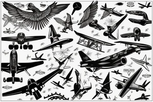 taking flight while staying anchored, aviation tattoo idea