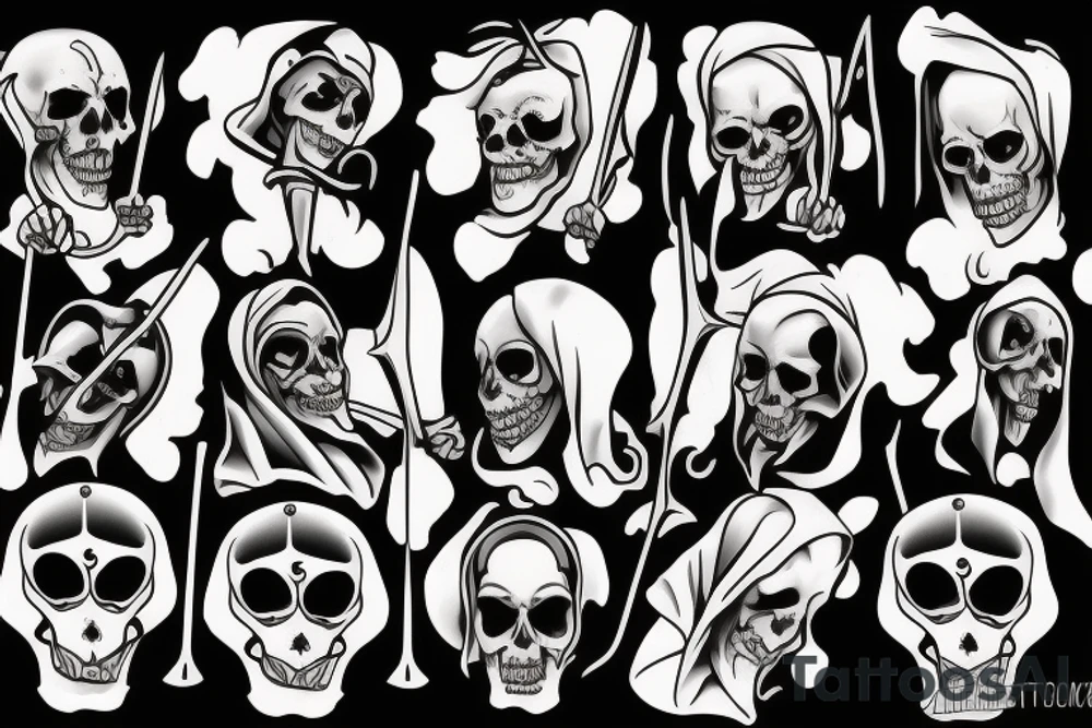 broken clock grim reaper tattoo idea