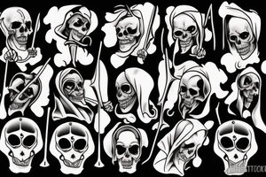 broken clock grim reaper tattoo idea