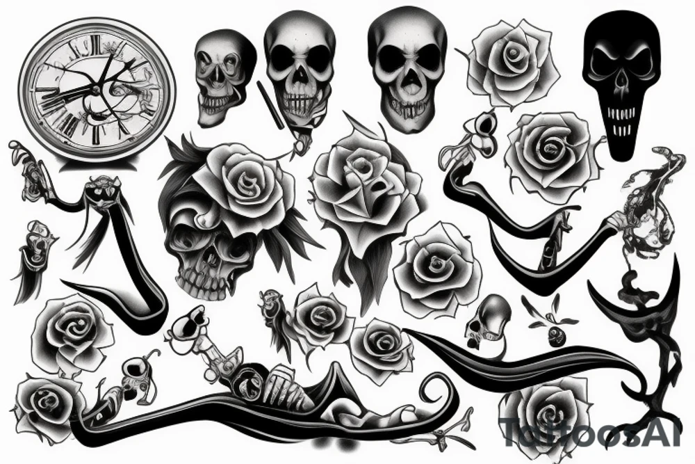 broken clock grim reaper tattoo idea