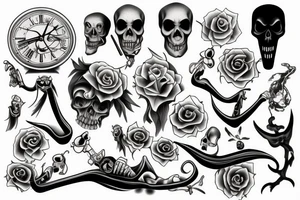 broken clock grim reaper tattoo idea