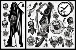 broken clock grim reaper tattoo idea
