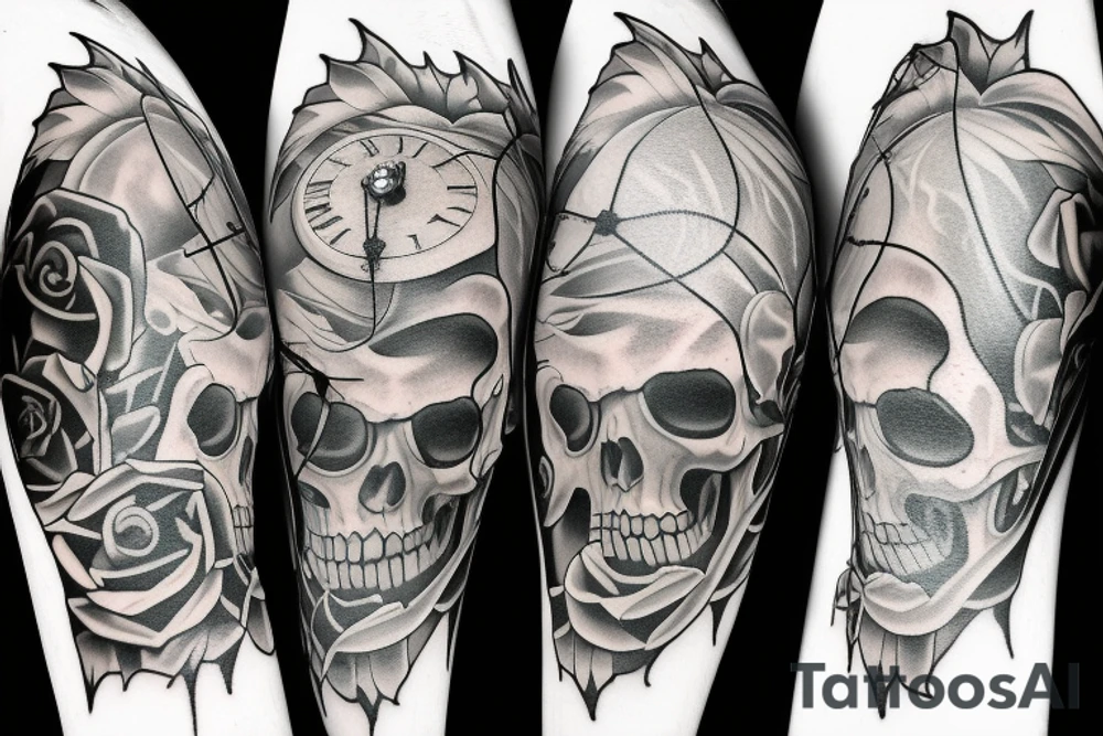 broken clock grim reaper tattoo idea