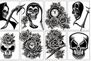 broken clock grim reaper tattoo idea