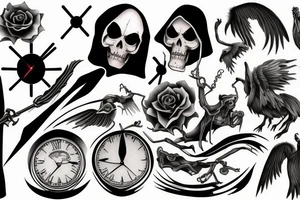 broken clock grim reaper tattoo idea
