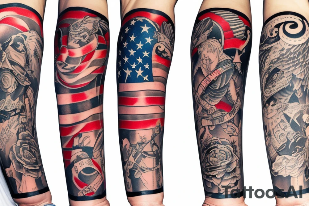 USA Arm Sleeve tattoo idea