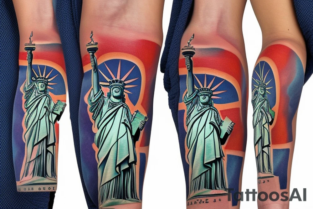 statue of liberty Arm Sleeve tattoo idea