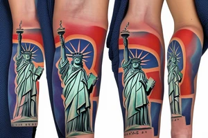 statue of liberty Arm Sleeve tattoo idea