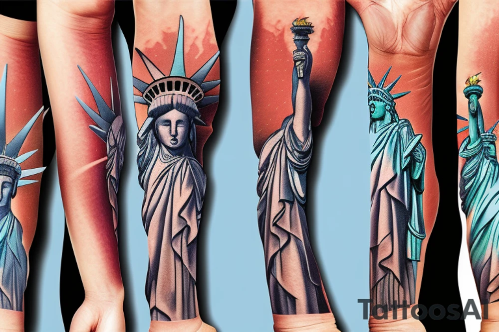 statue of liberty Arm Sleeve tattoo idea