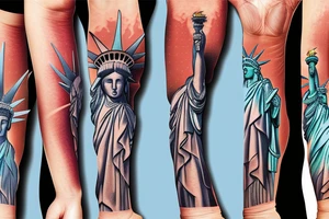 statue of liberty Arm Sleeve tattoo idea