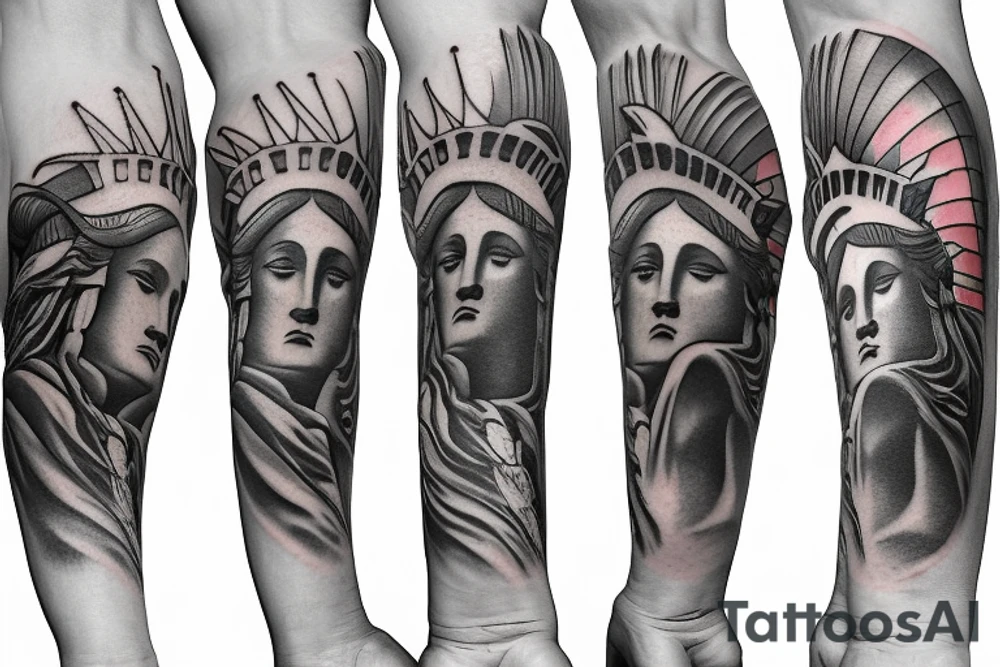 statue of liberty Arm Sleeve tattoo idea